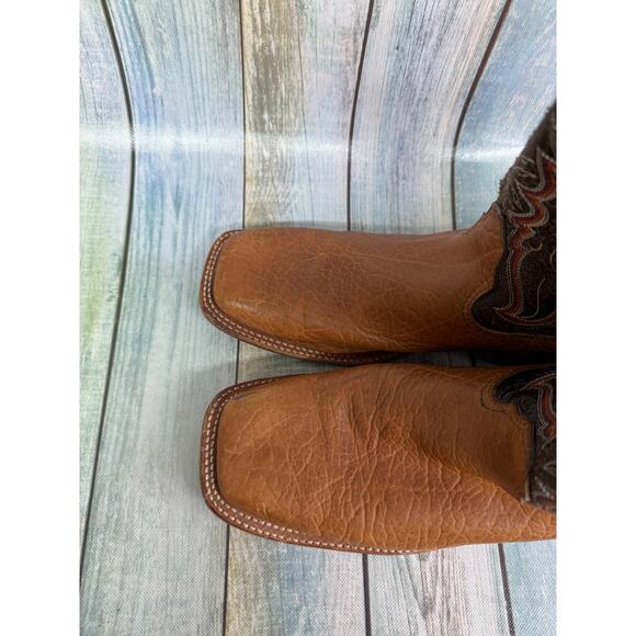 JM Western Cowboy Boots Brown Leather Square Toe Men\'s Size 12D Texas main image 6